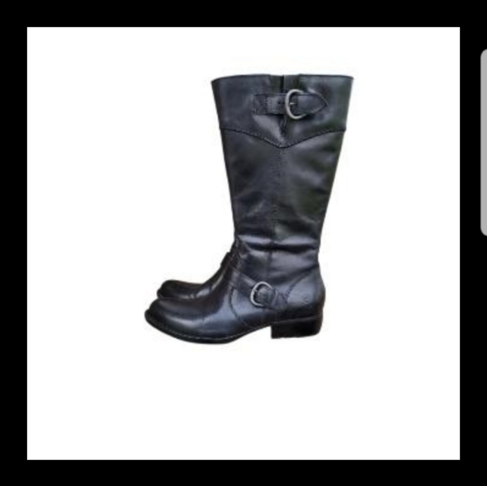 Born Lined Leather Jonsi Black Tall Riding Equestrian Ranch Boot Women 8.5 40 - Picture 2 of 11